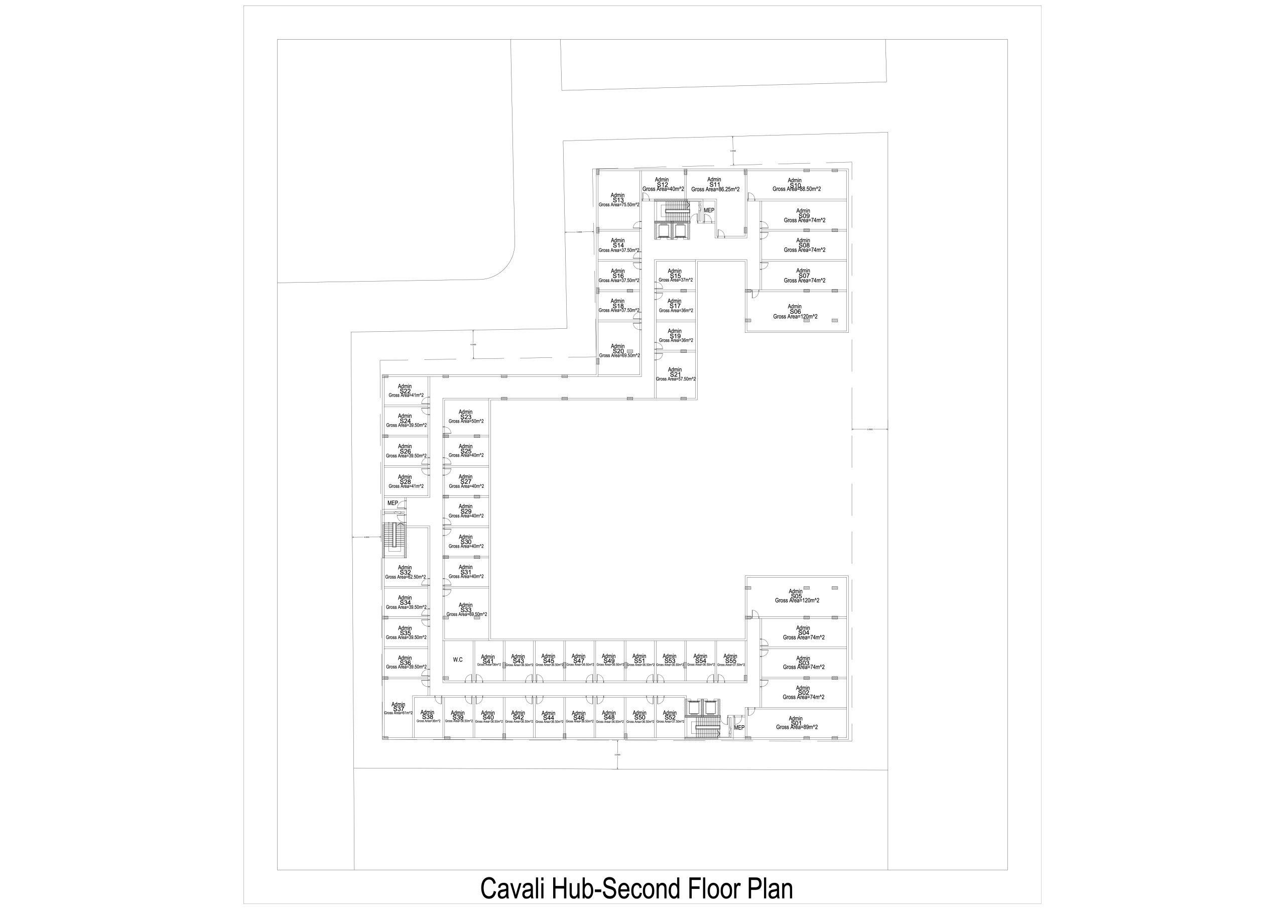 cavali hub second floor plan gross