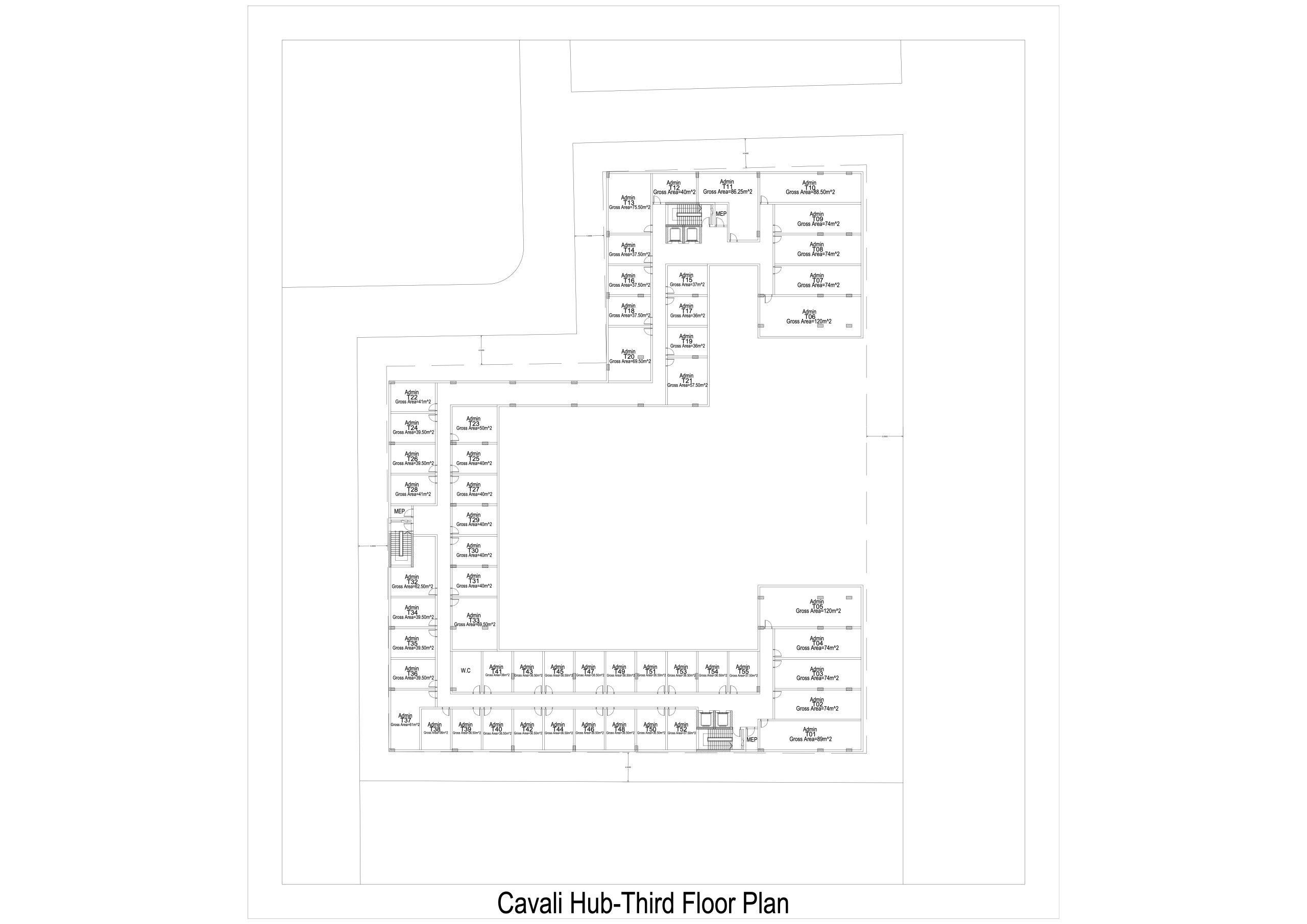 cavali hub third floor plan gross
